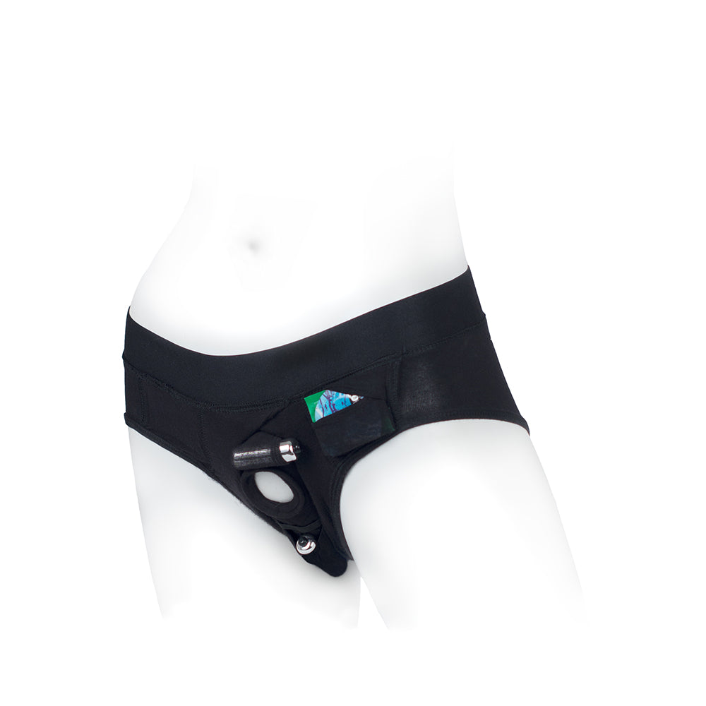 SpareParts Tomboi Rayon Briefs Harness Black Size XXS