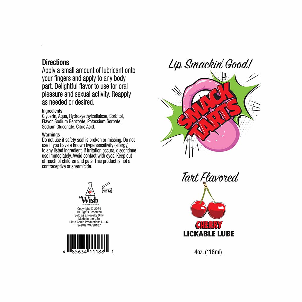 Smack Tarts Lick Sour Cherry Lube 4oz