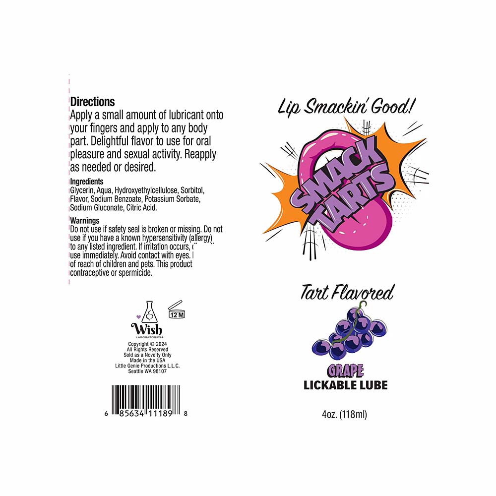 Smack Tarts Lick Sour Grape Lube 4oz