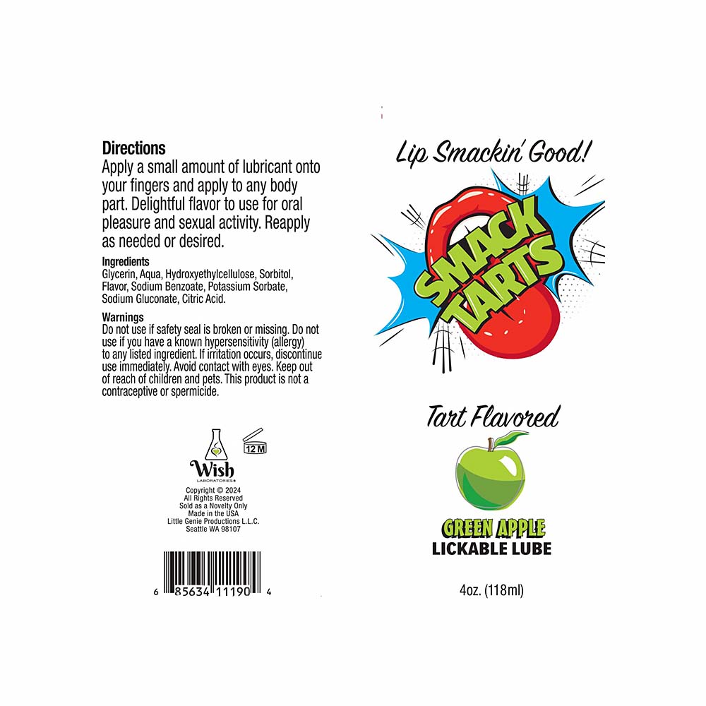 Smack Tarts Lick Sour GreenApple Lub 4oz