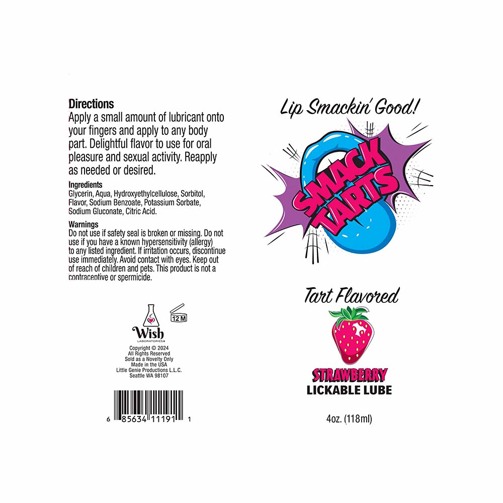 Smack Tarts Lick Sour Strawberry Lub 4oz