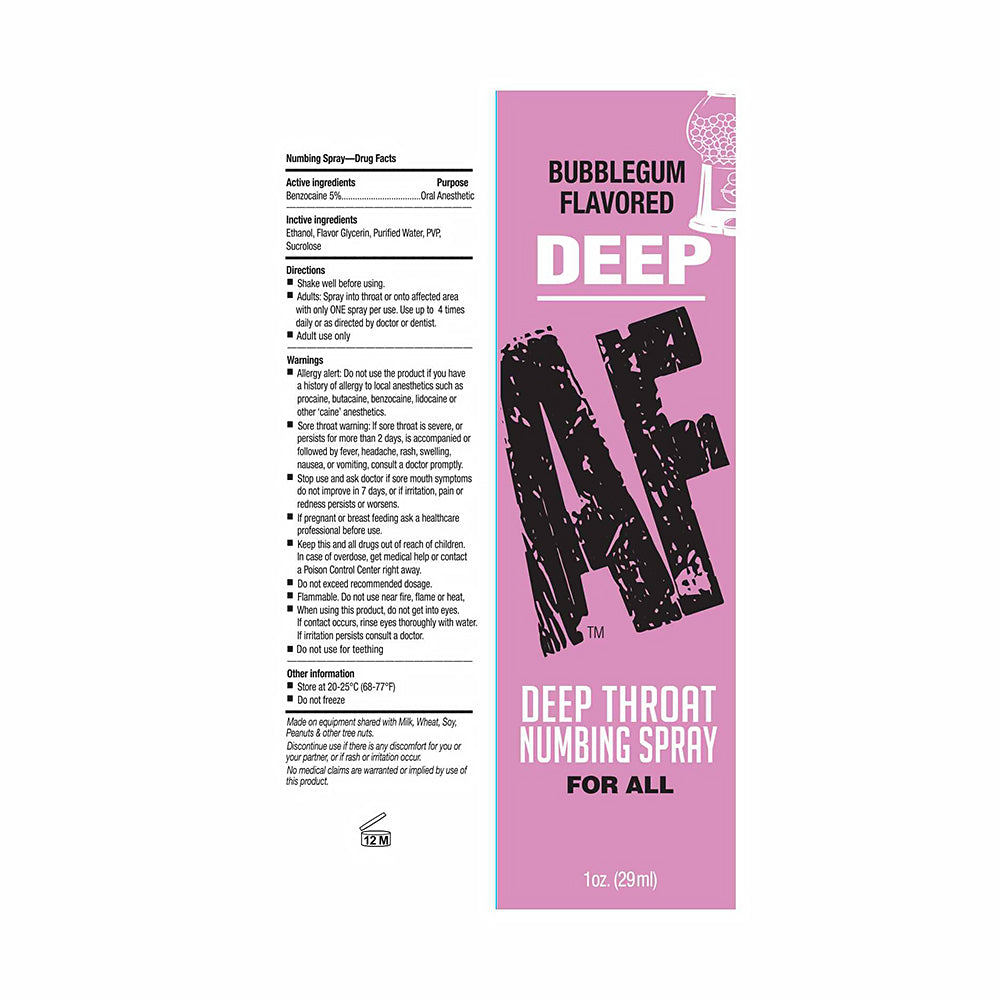 Deep AF Deep Throat Spray Bubblegum 1oz