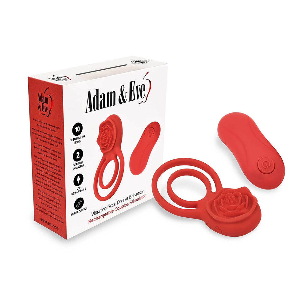 Adam &amp; Eve Double Ring Vibrating Rose Cock Ring