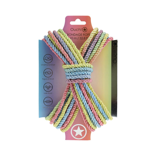Ouch! Bondage Rope 10 m Nylon Multicolor Pastel