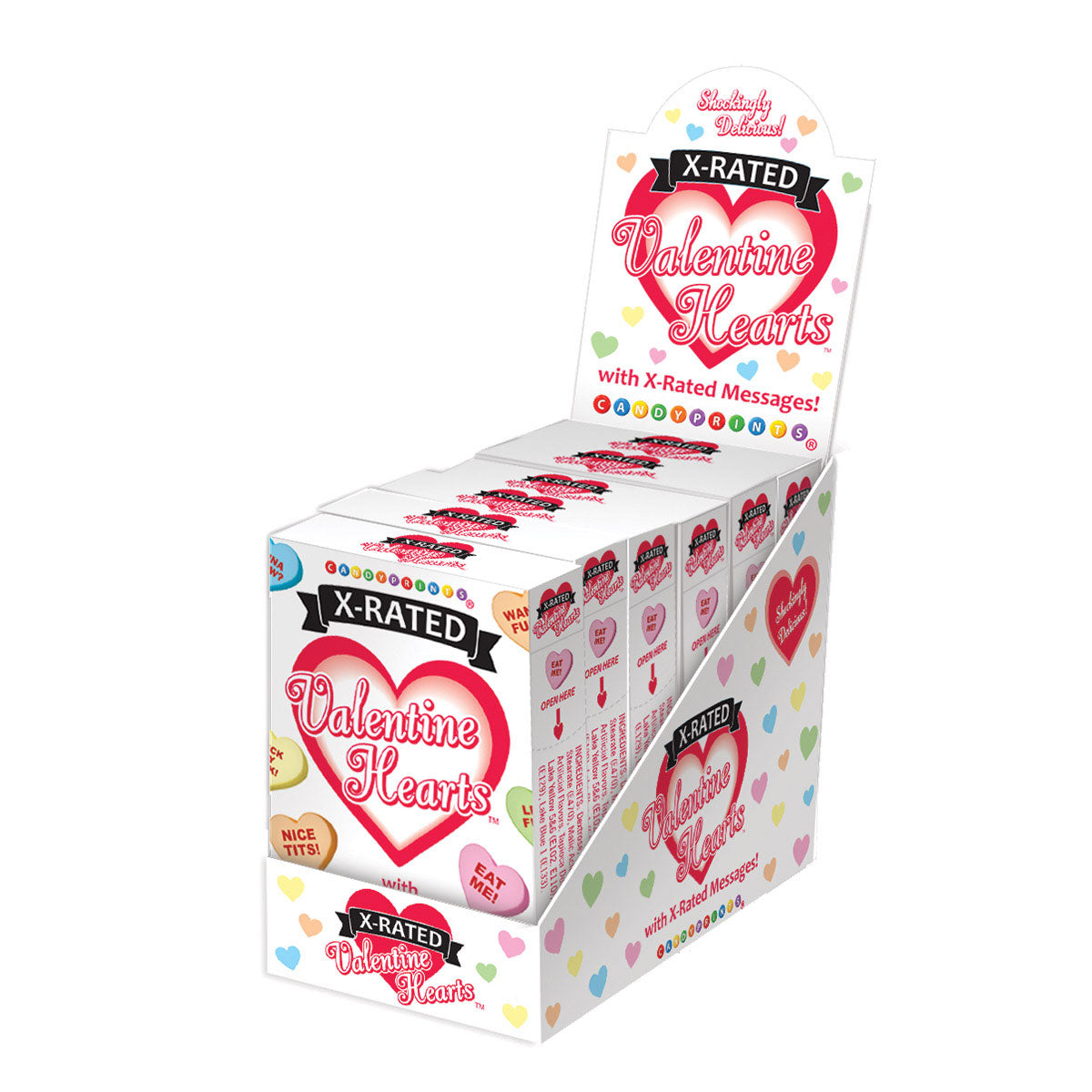 Valentine X-Rated Candy Hearts 2oz Boxes - Display of 6