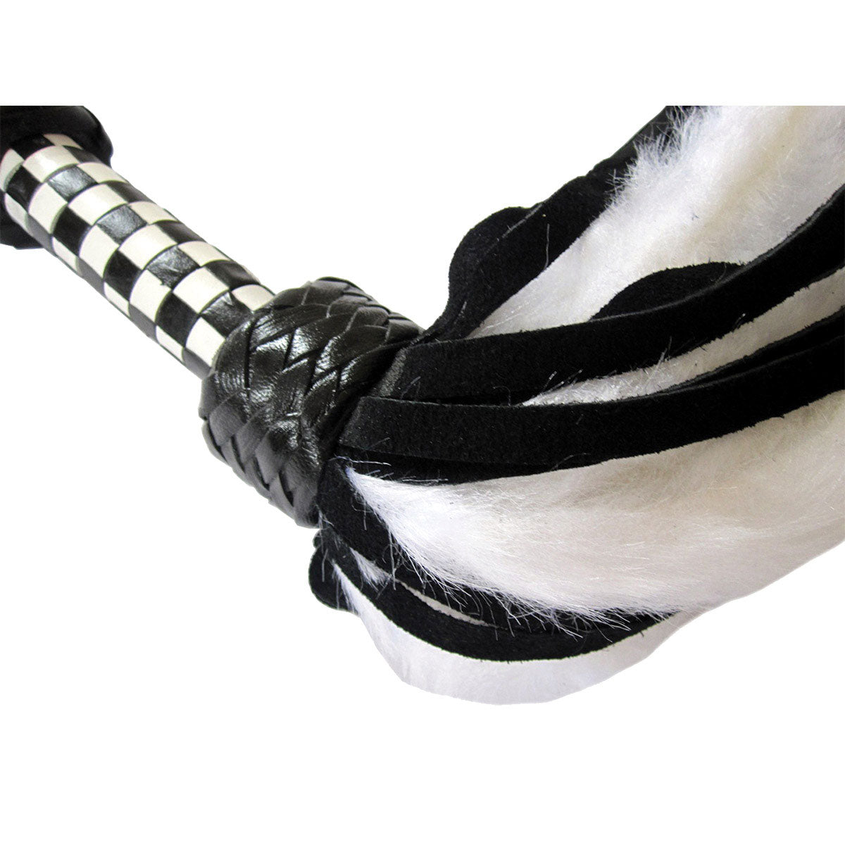 Suede and Fluff Flogger - White/Black